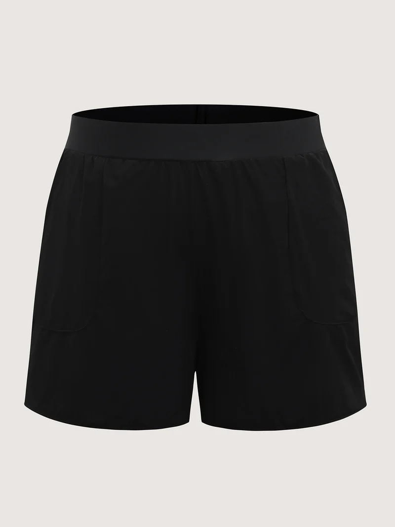 Pleated Pockets Solid Swim Bottoms