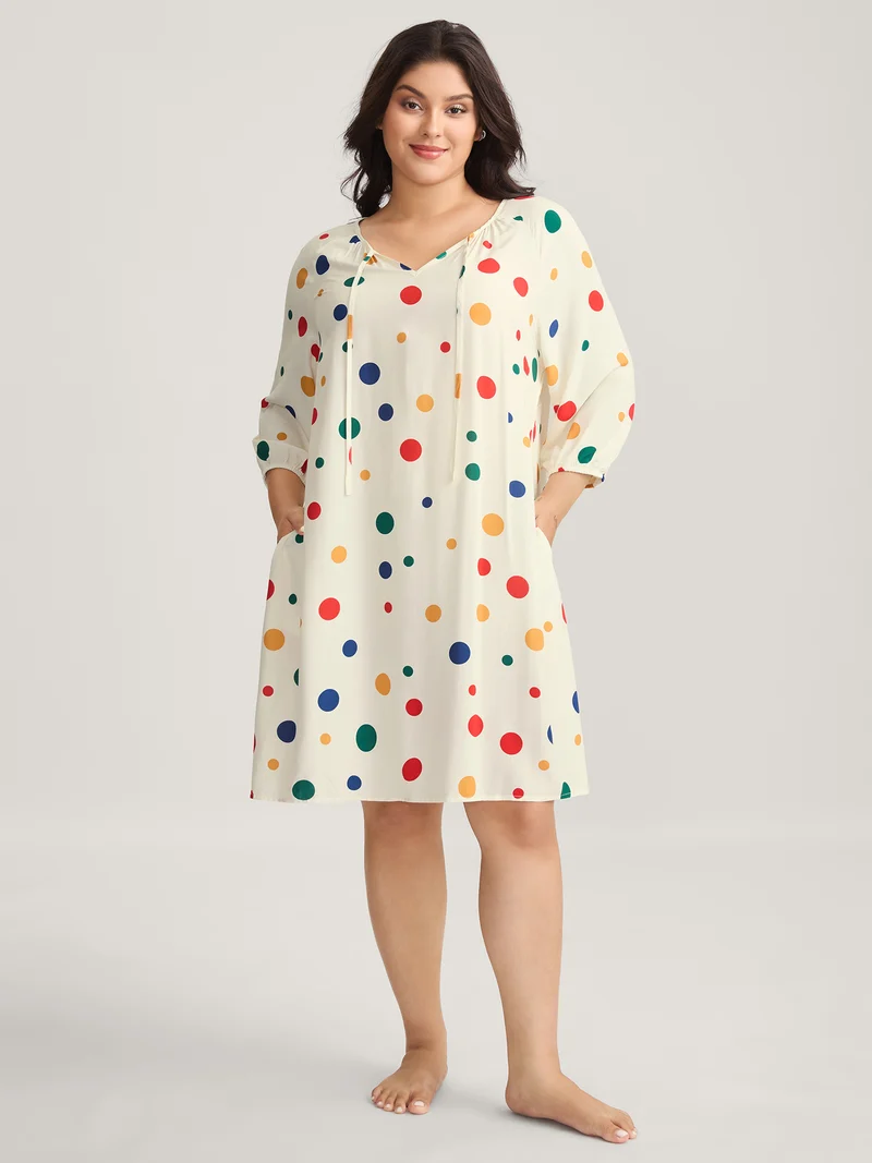 Rayon Colorful Polka Dots Sleep Dress
