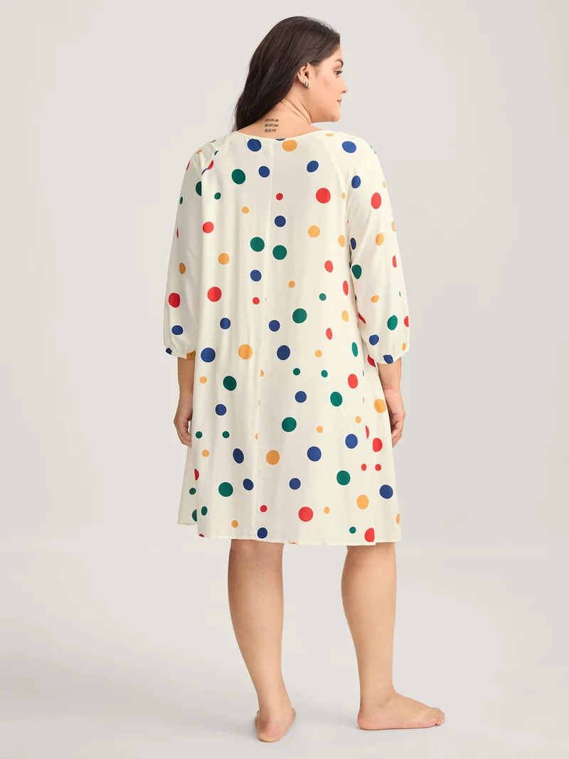 Rayon Colorful Polka Dots Sleep Dress
