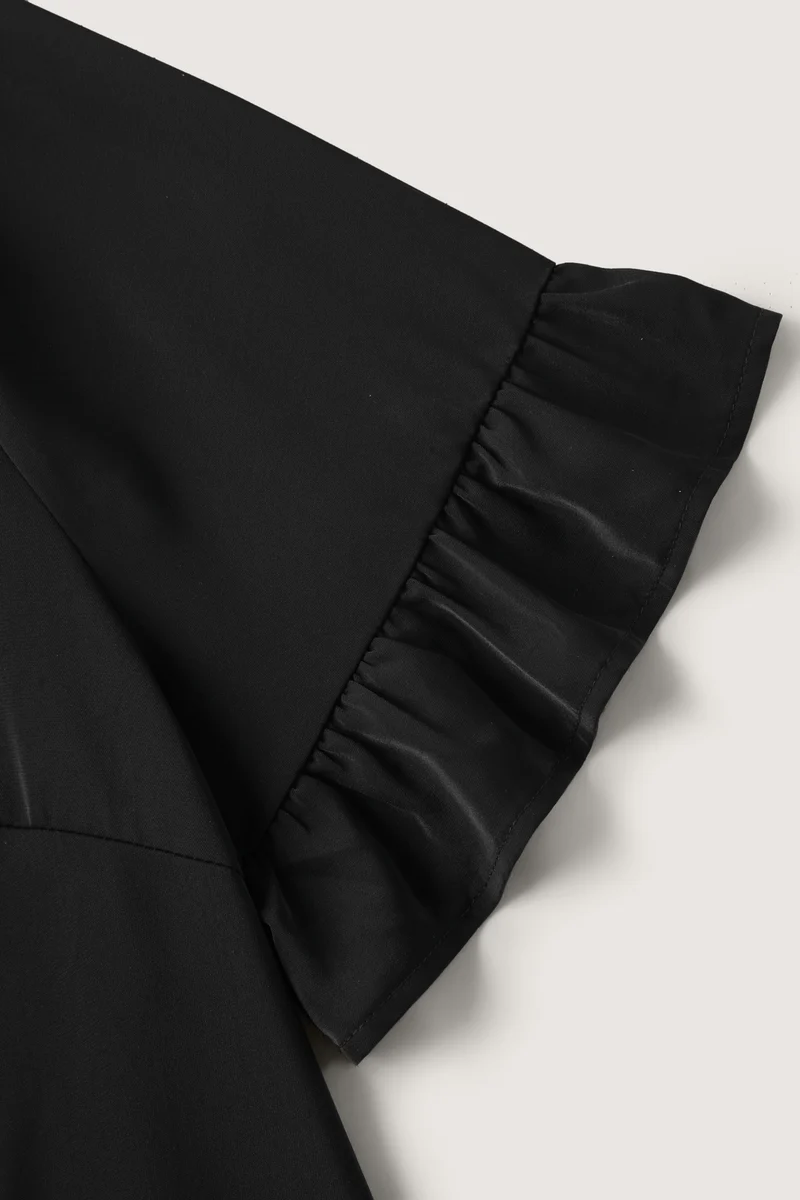 Metallic Detail Neck Cut-Out Blouse