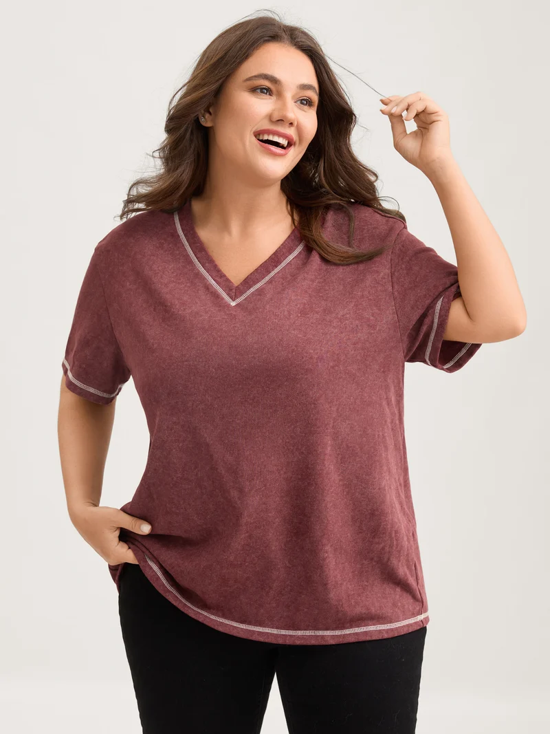 Vintage Stretchy V-Neck T-Shirt