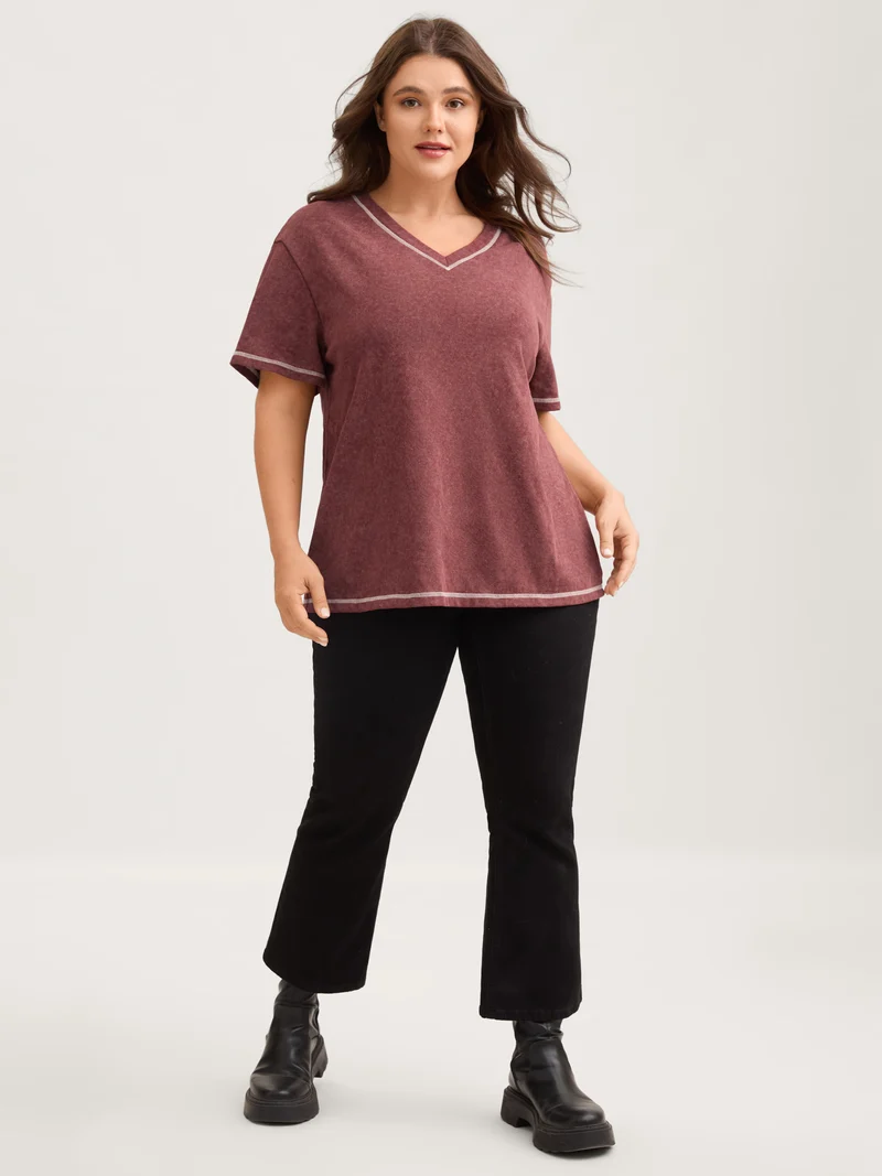 Vintage Stretchy V-Neck T-Shirt