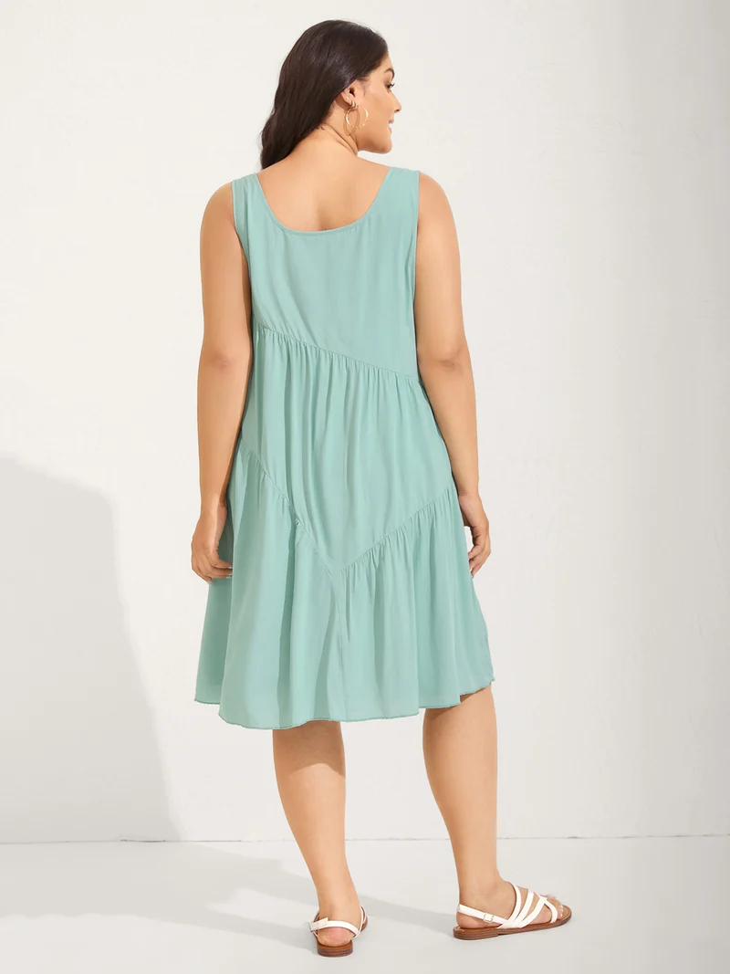 Braided Embroidery Asymmetrical Cami Midi Dress