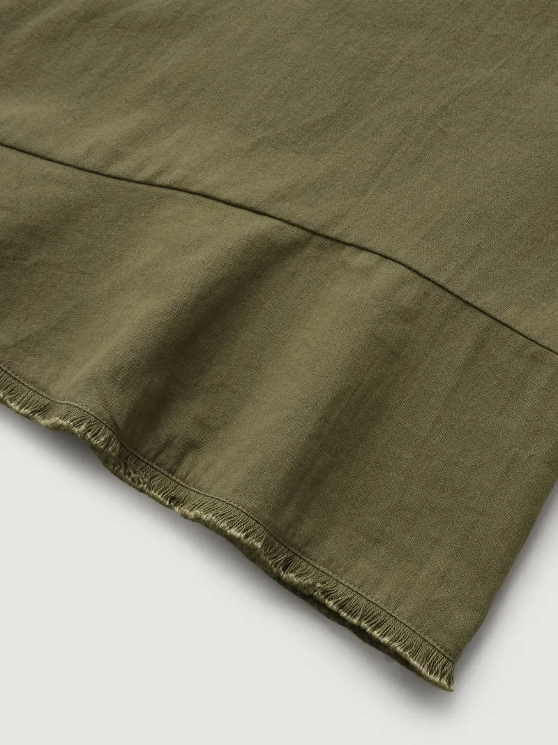 Stretchy Waist Frayed Hem Wide-Leg Pants