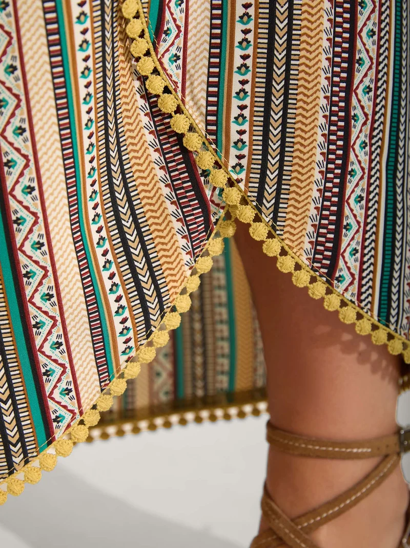 Split Asymmetrical Hem Boho Pants