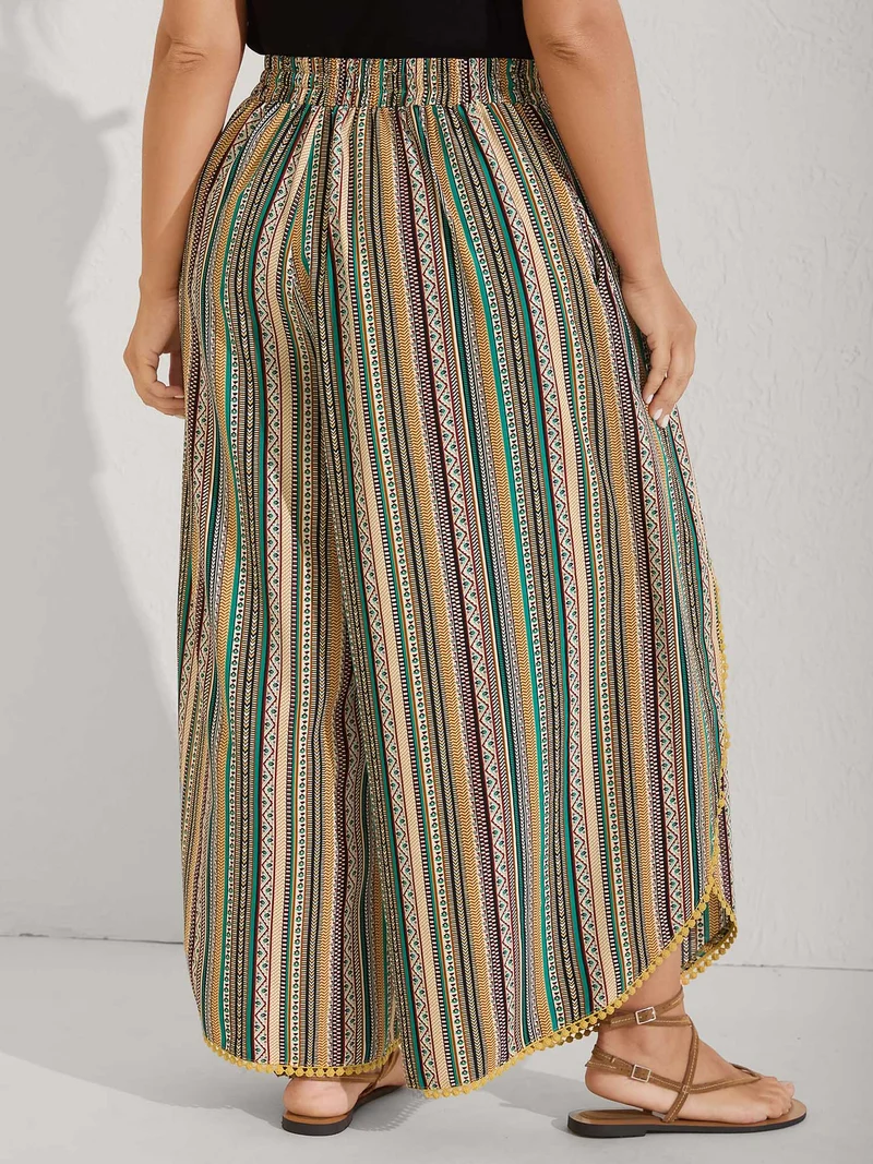 Split Asymmetrical Hem Boho Pants