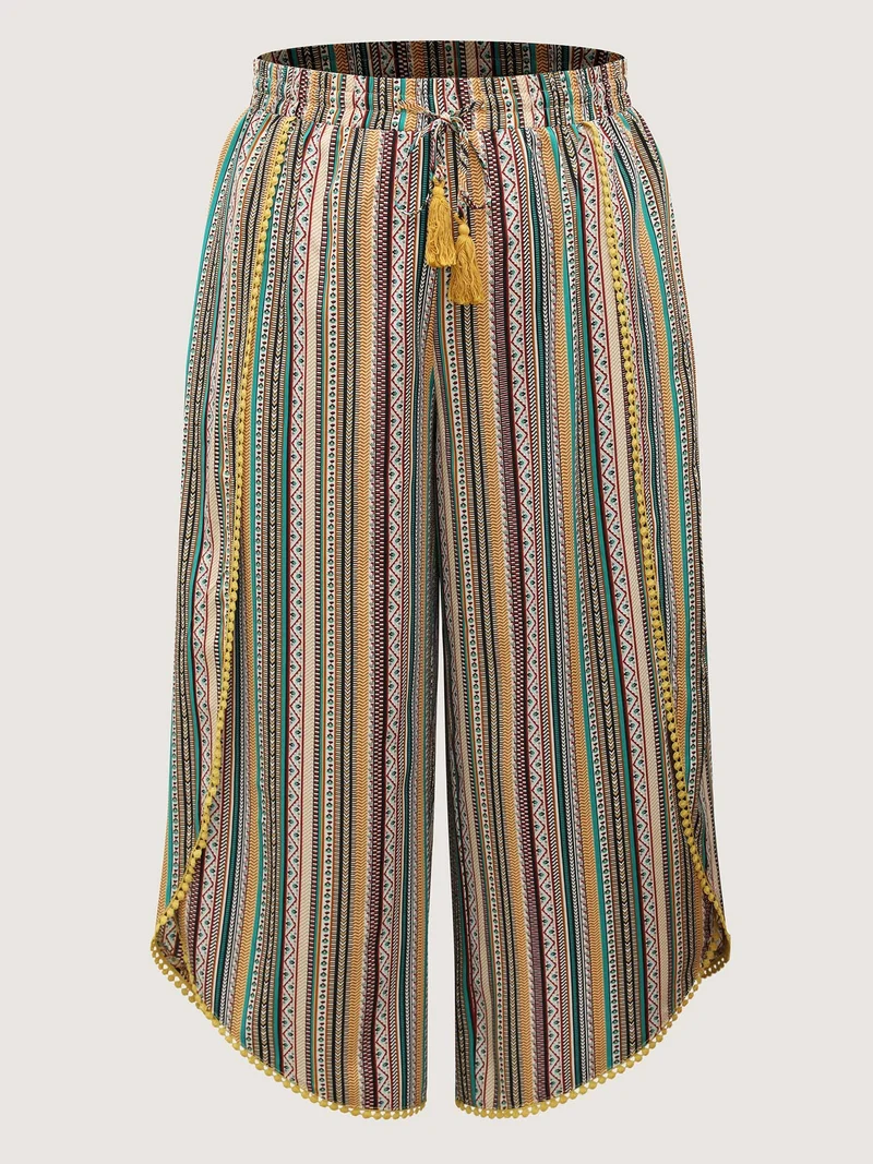 Split Asymmetrical Hem Boho Pants