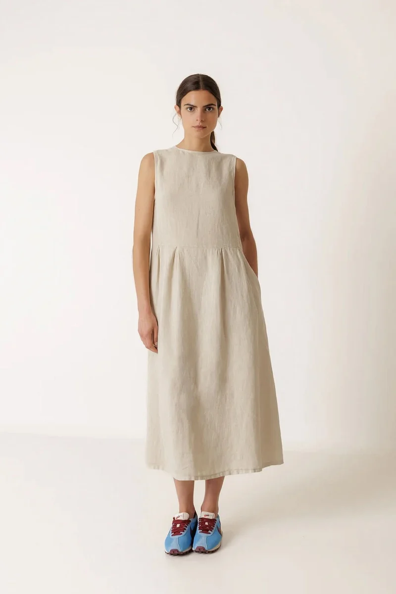 Robe longue réversible sans manches