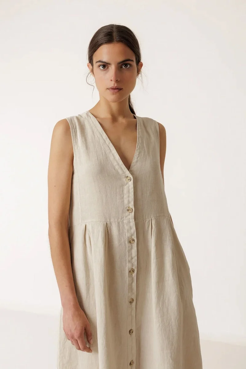 Robe longue réversible sans manches