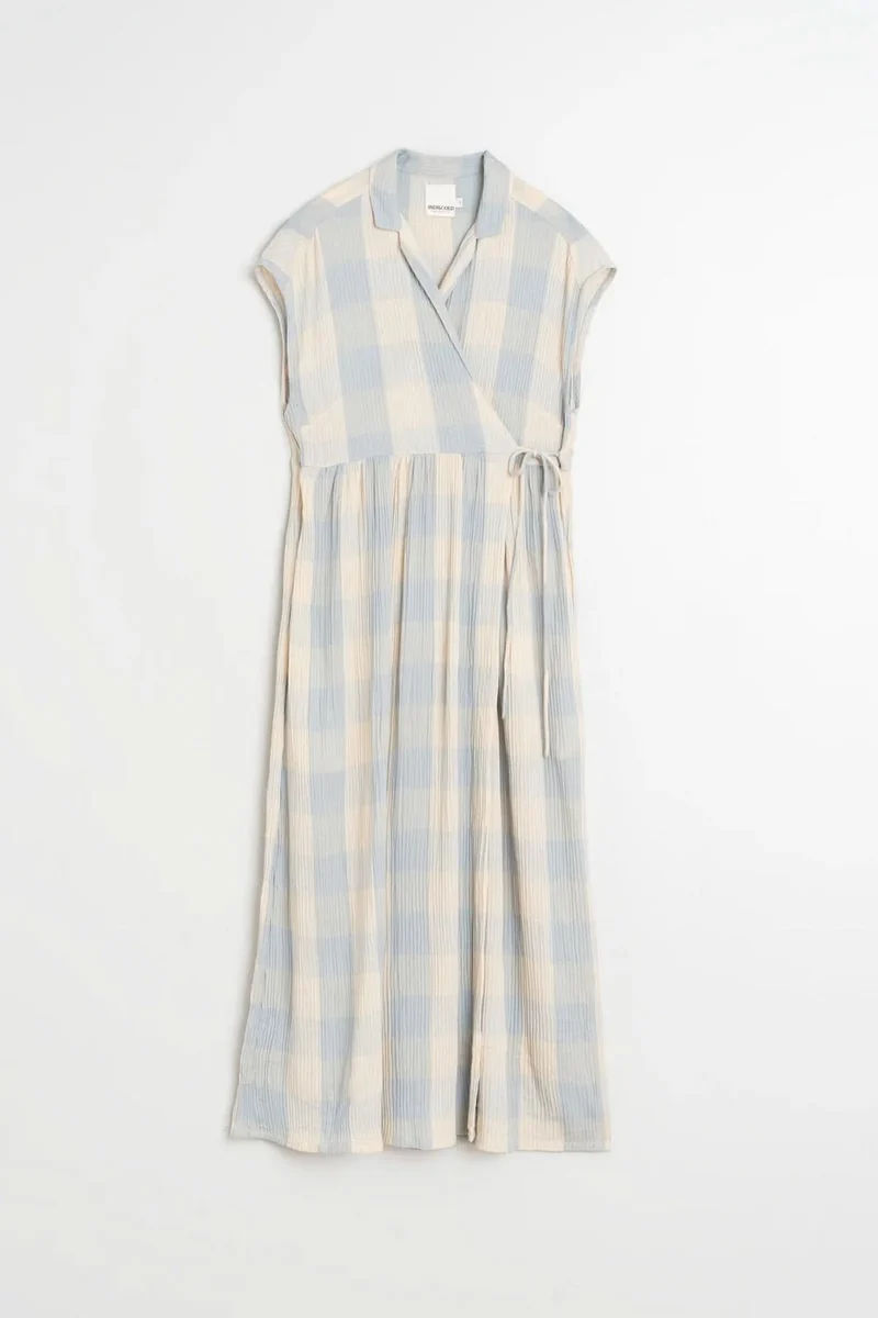 Robe longue portefeuille à carreaux
