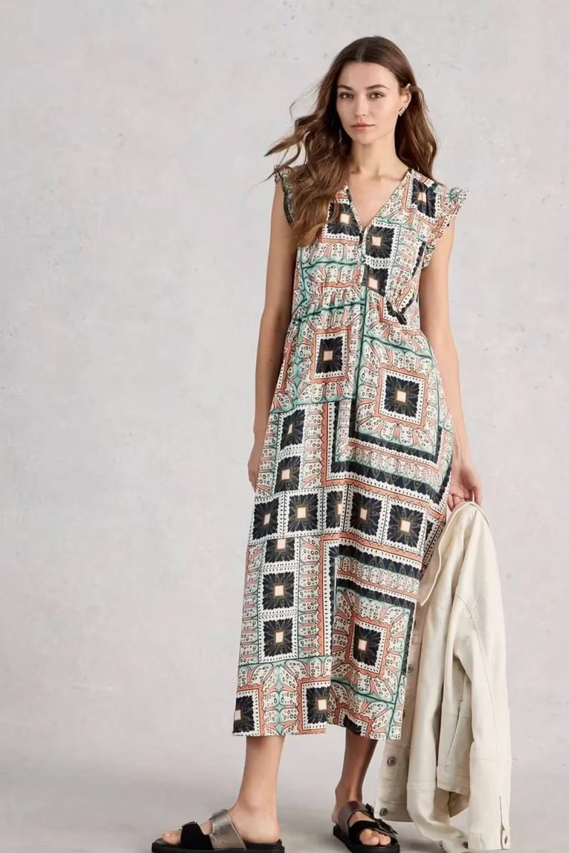 Robe longue sans manches Lorna en lin mélangé