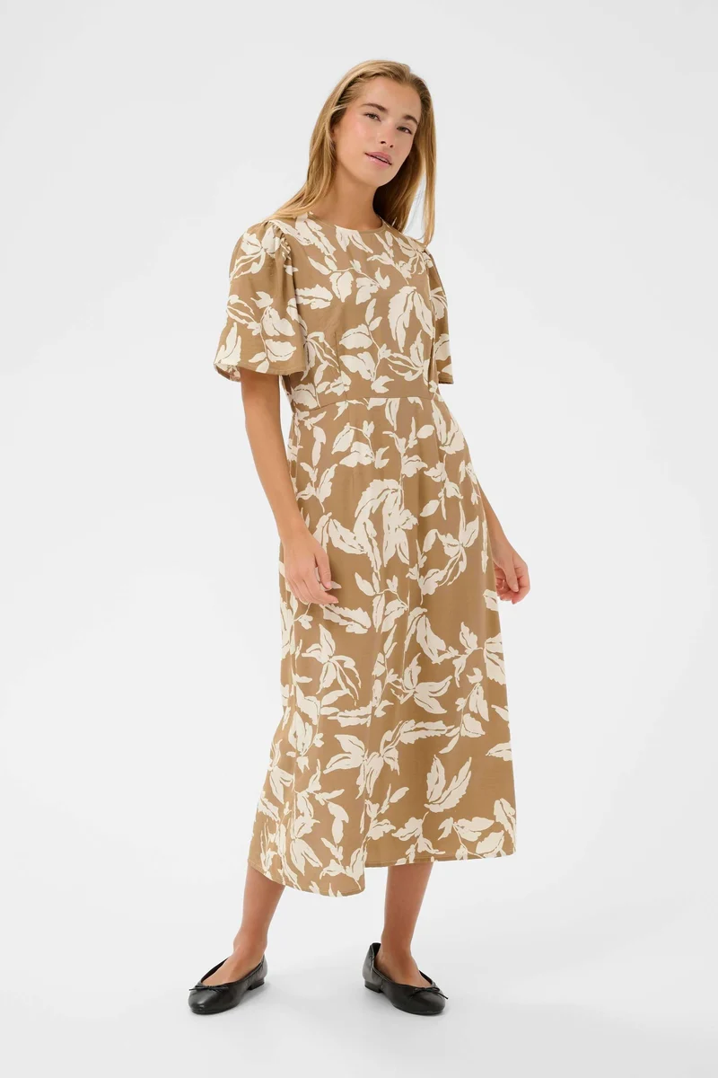 Robe Marlo midi fluide à imprimé végétal