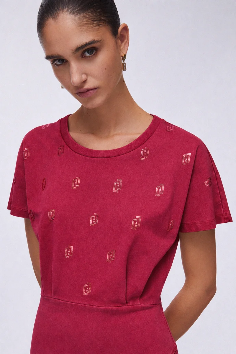 Robe courte en jersey avec strass Liu Jo Sport