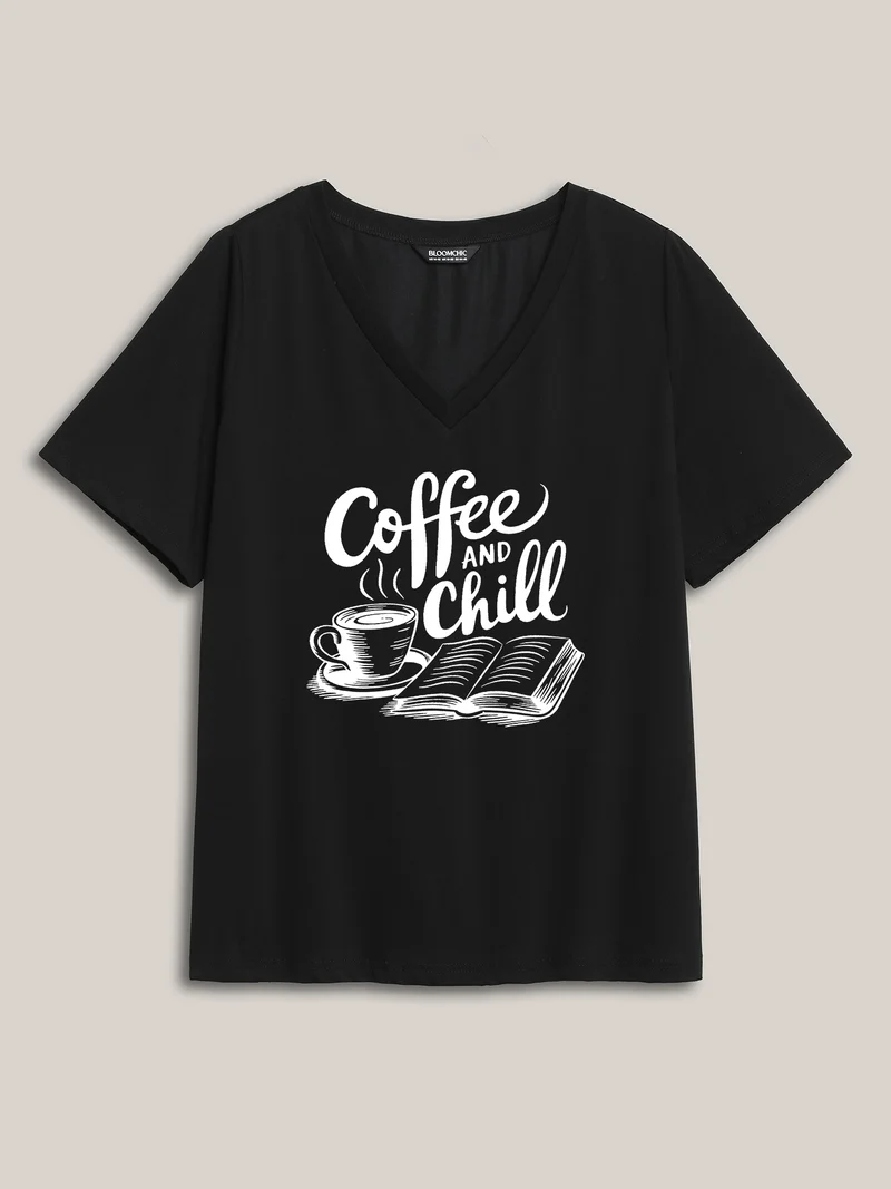 Coffee & Chill V-Neck T-Shirt