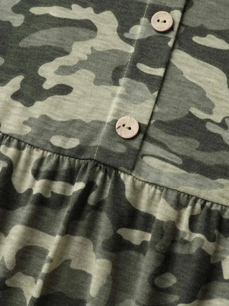 Camouflage Print Cinched-Waist Tank Top