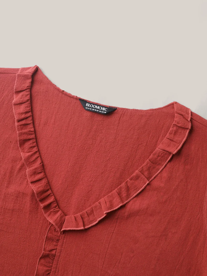 Cotton Ruffled Edges V-Neck Tank Top