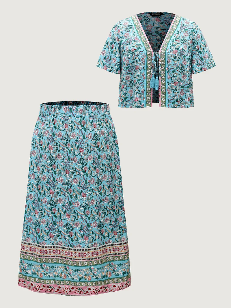 Floral Print Tassels Co-Ord Set