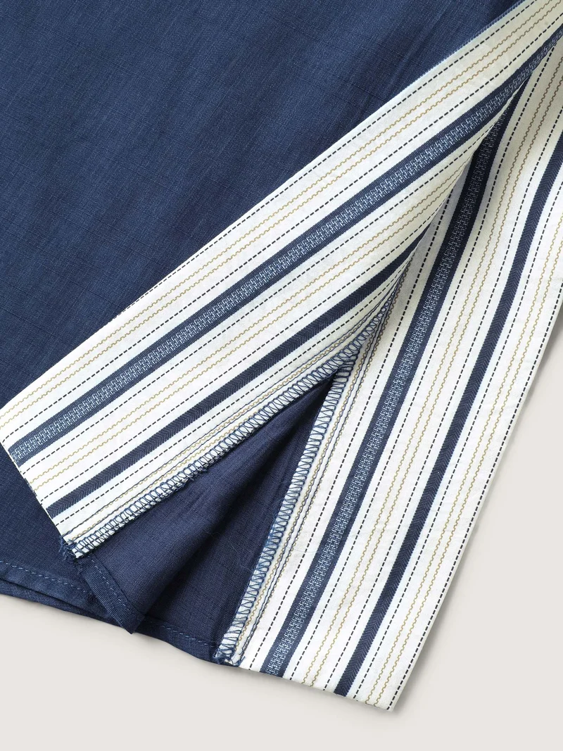 Striped Hem Tassel Solid Kimono
