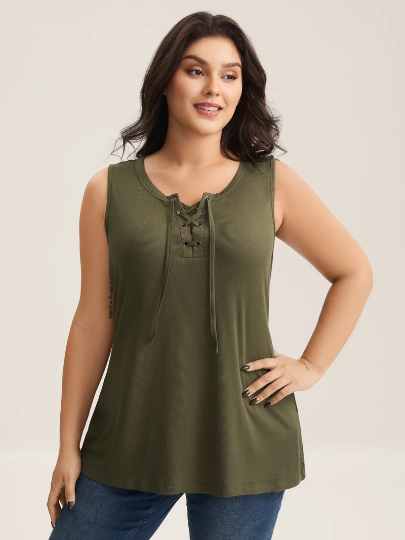 Pit Strip Tie Neck Tank Top