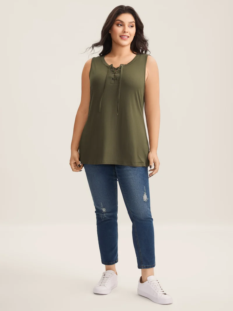 Pit Strip Tie Neck Tank Top