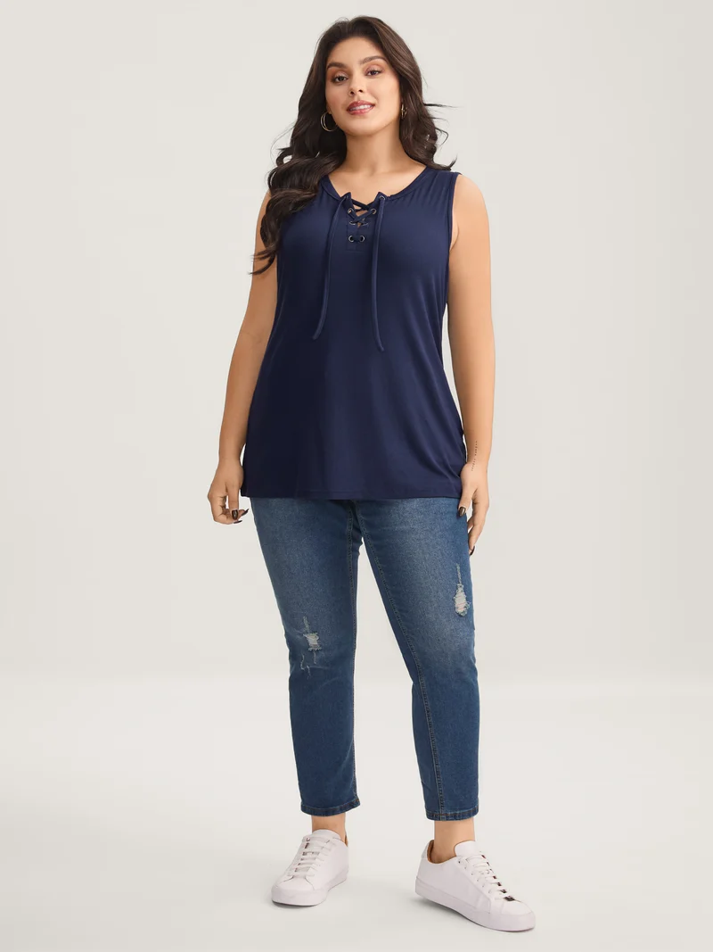 Pit Strip Tie Neck Tank Top