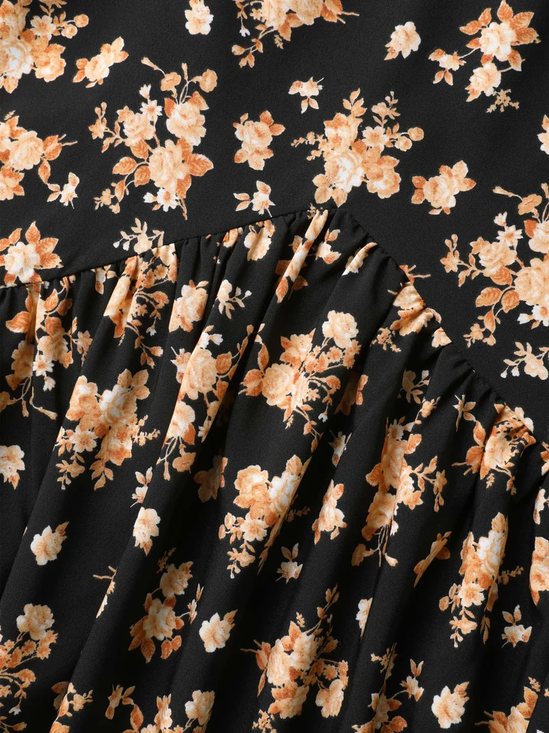 Ditsy Floral High Low Hem Midi Skirt
