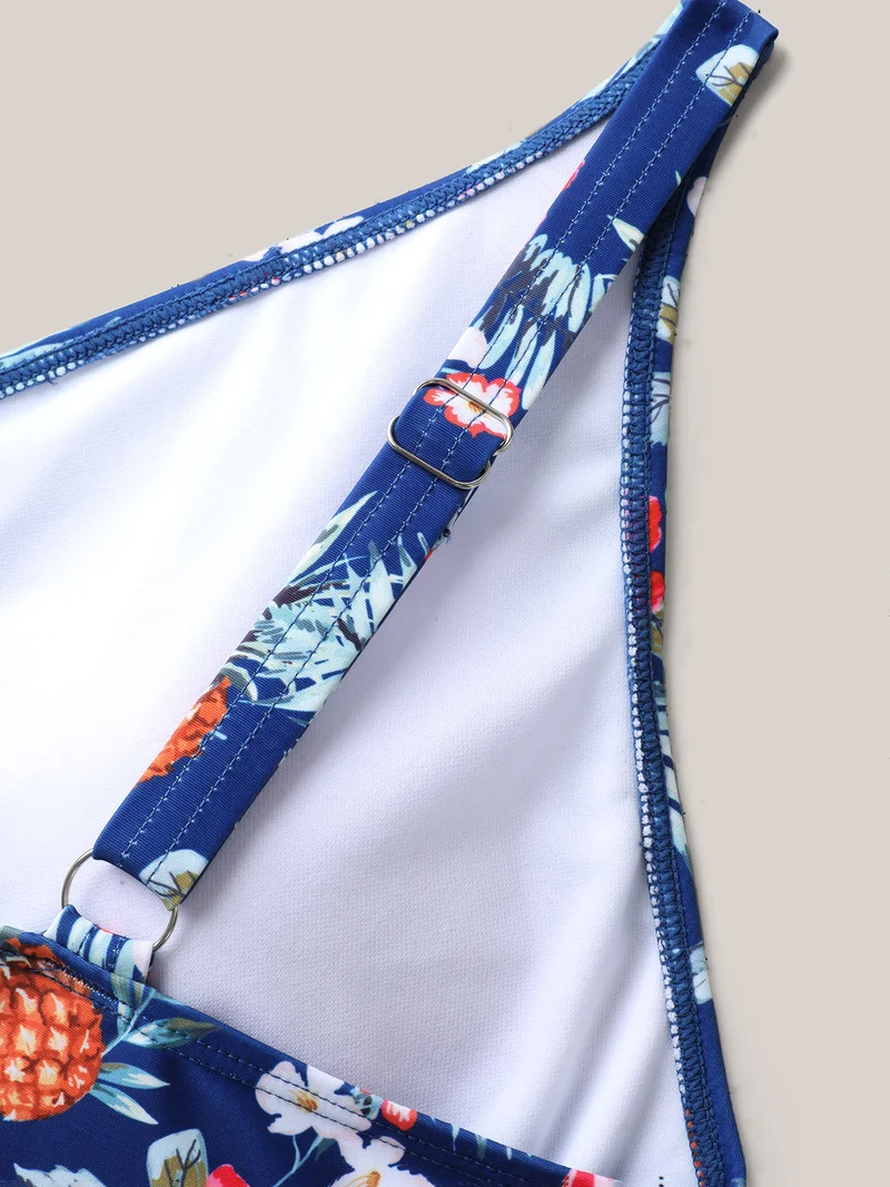 Tropical Floral Print Waist-Tie Swim Dress