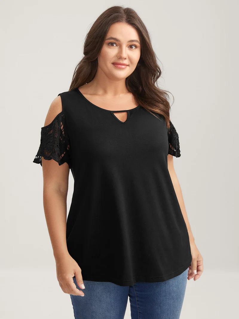 Sleeve Cut-Out Cold-Shoulder T-Shirt
