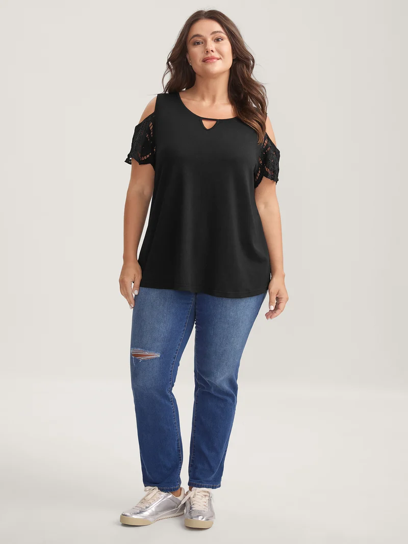 Sleeve Cut-Out Cold-Shoulder T-Shirt