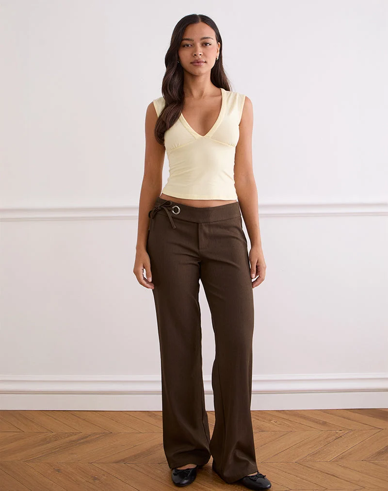 Pantalon de tailleur à cravate Tova en chocolat