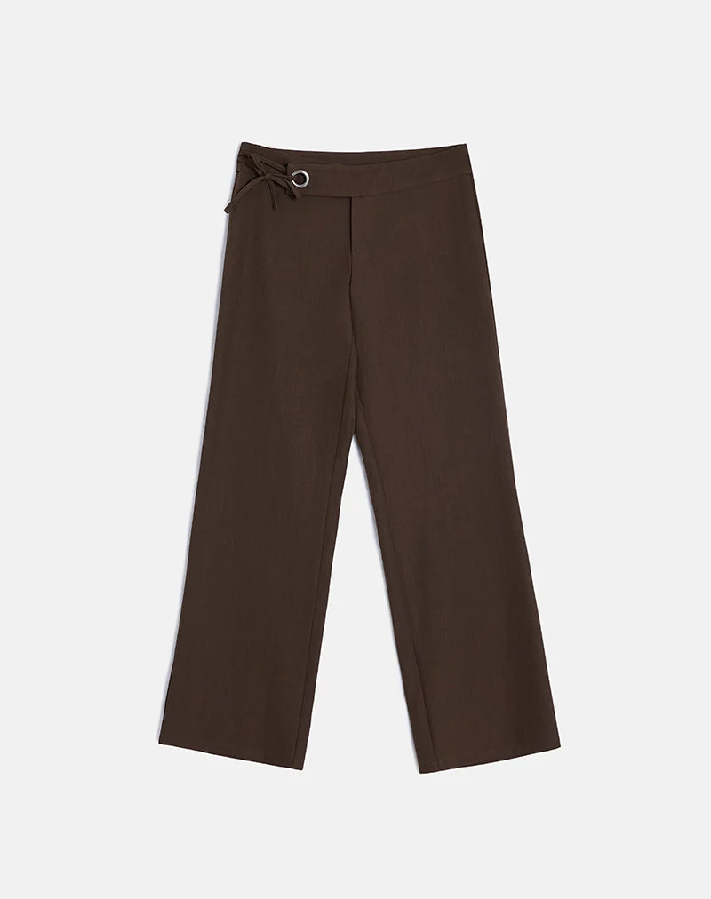 Pantalon de tailleur à cravate Tova en chocolat