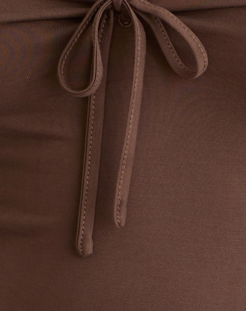 Saiba Cap Sleeve Top in Cupro Dark Brown