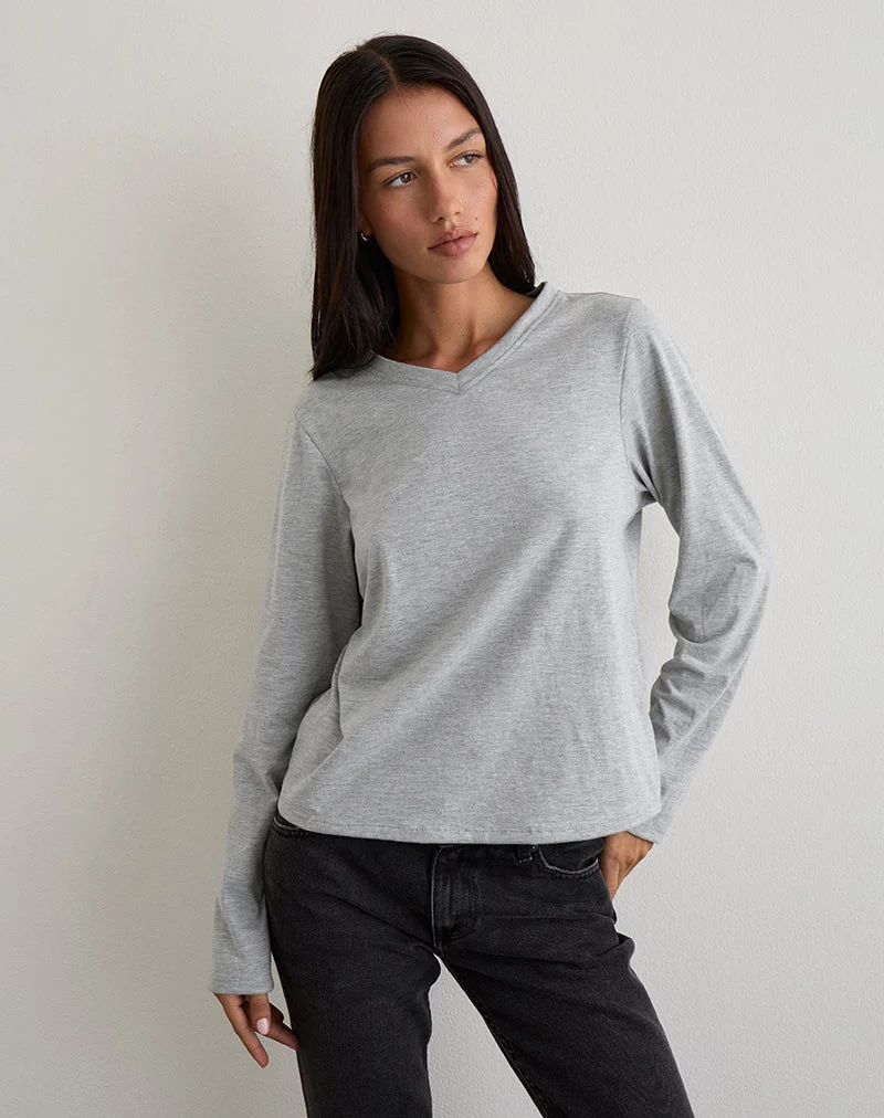 Top Feman en jersey gris chiné