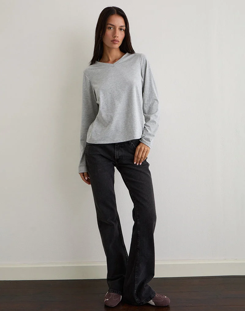 Top Feman en jersey gris chiné
