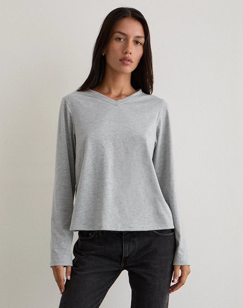 Top Feman en jersey gris chiné
