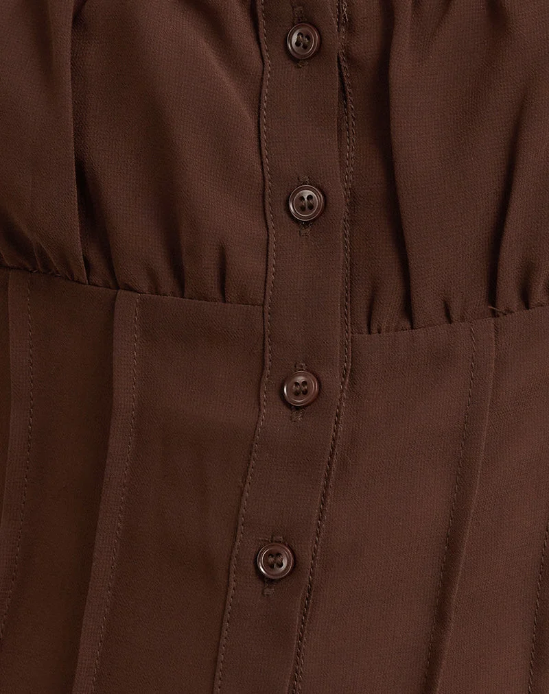 Chemisier Rolina en mousseline de soie, marron