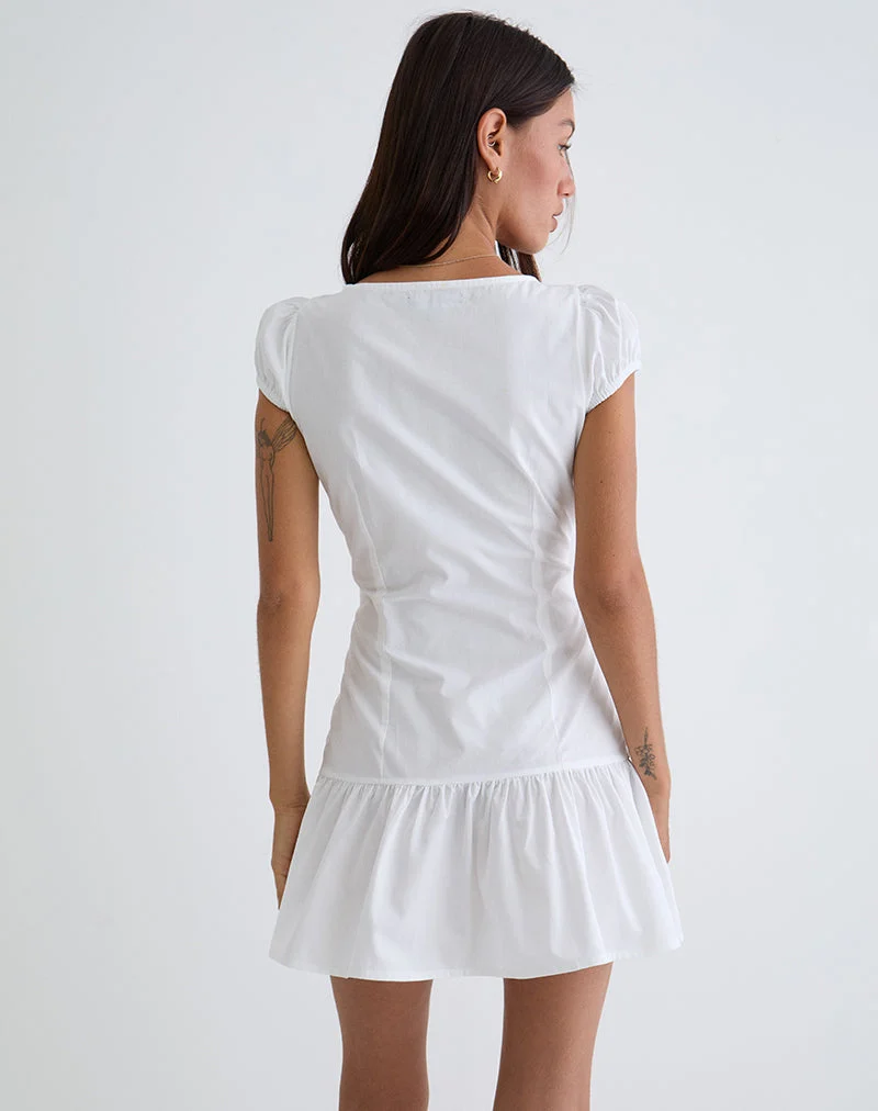 Silesa - Mini robe froncée en blanc