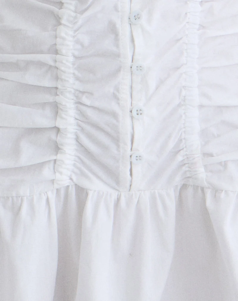 Silesa - Mini robe froncée en blanc