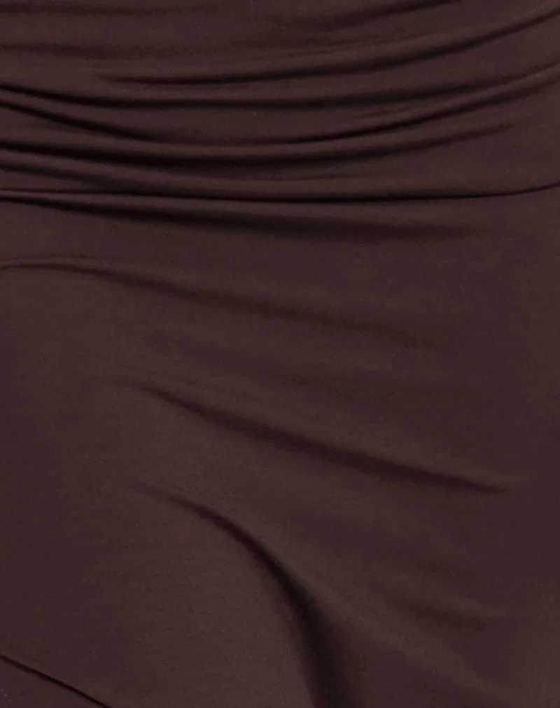 Jupe longue en rayonne Venah, chocolat amer