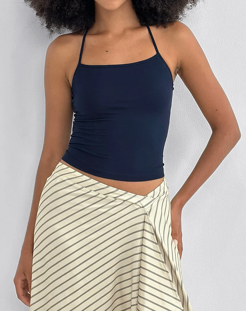 Tomoe - Top dos nu en jersey de rayonne - Marine