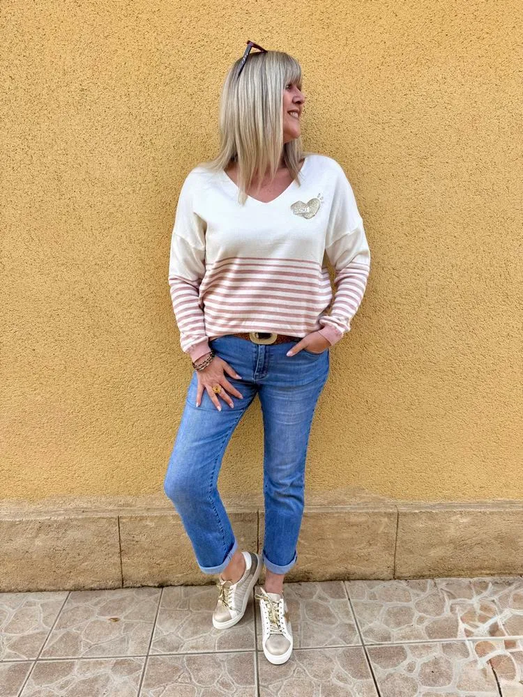 Pull fin Federico rose