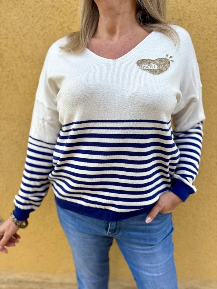 Pull fin Federico bleu roi