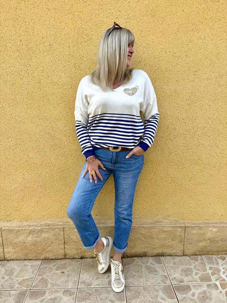 Pull fin Federico bleu roi