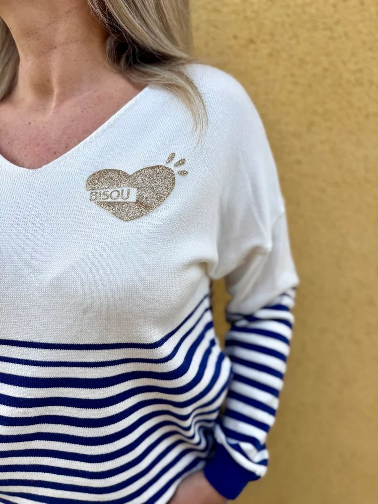Pull fin Federico bleu roi