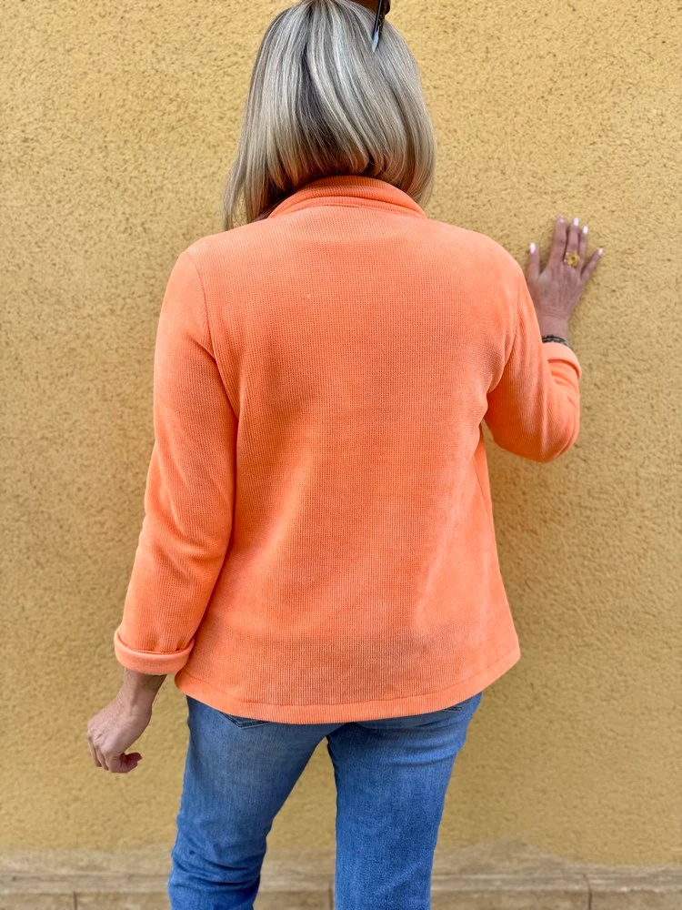Veste tailleur en velours Sandra abricot acidulé