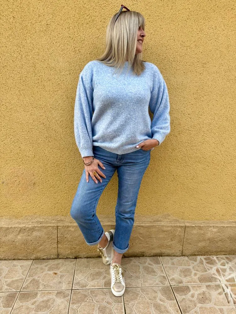Pull cocooning Livio bleu