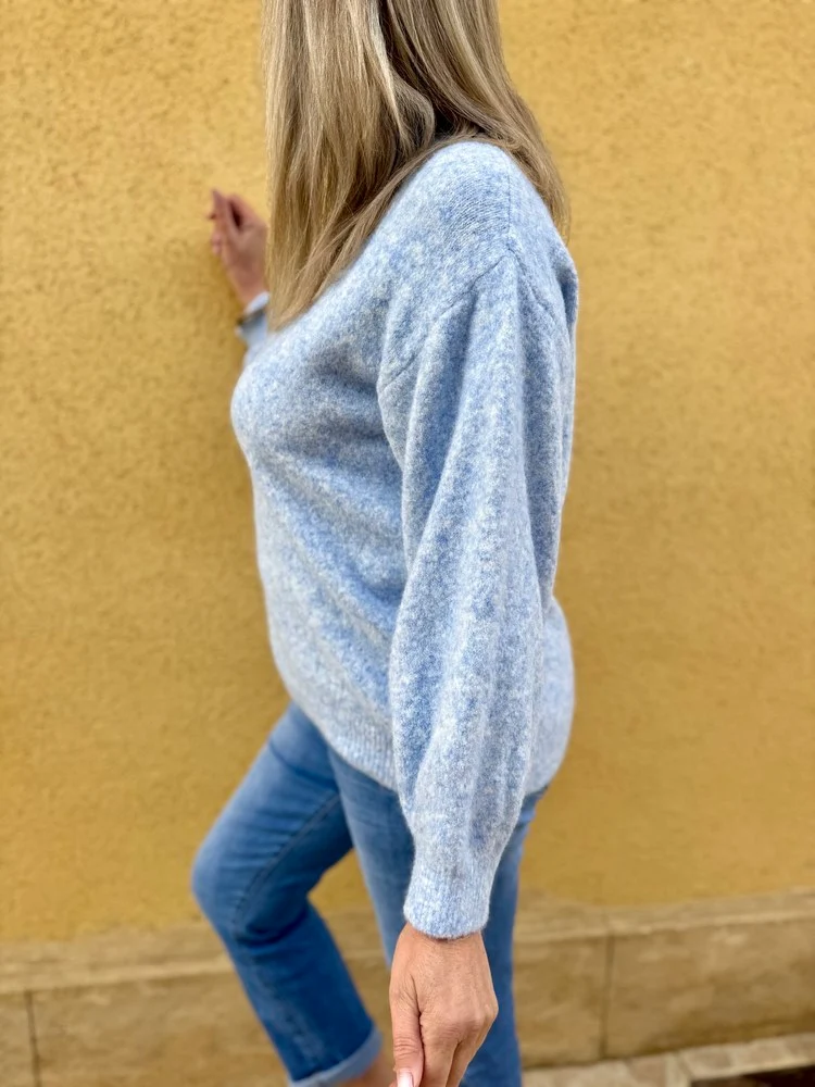 Pull cocooning Livio bleu
