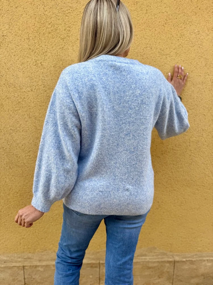 Pull cocooning Livio bleu