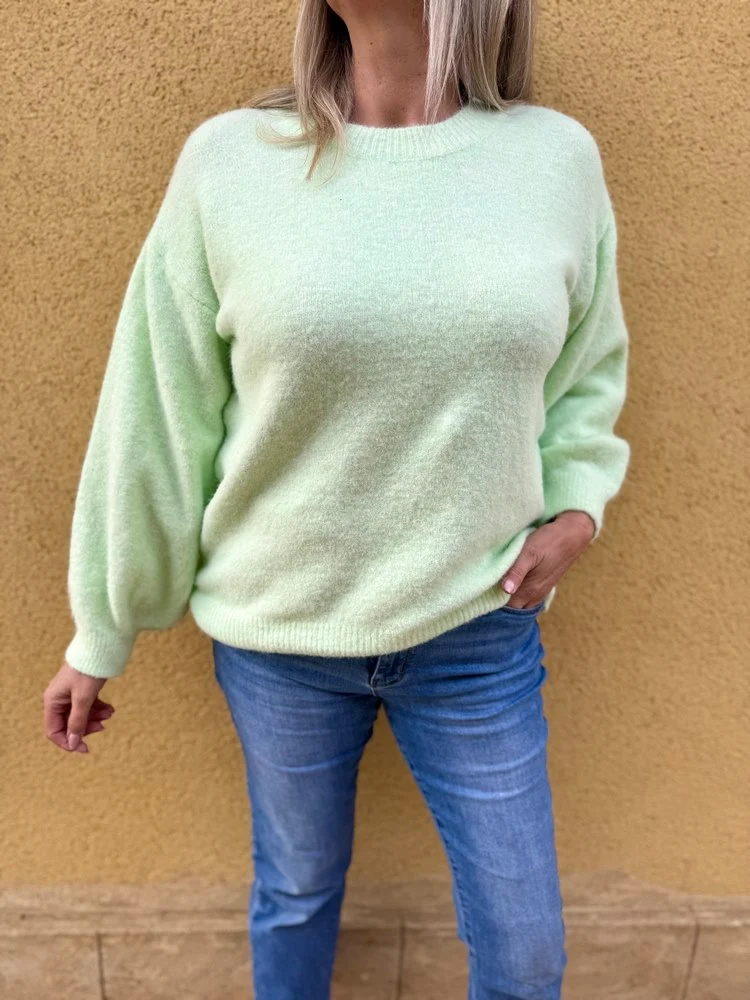 Pull cocooning Livio vert lime