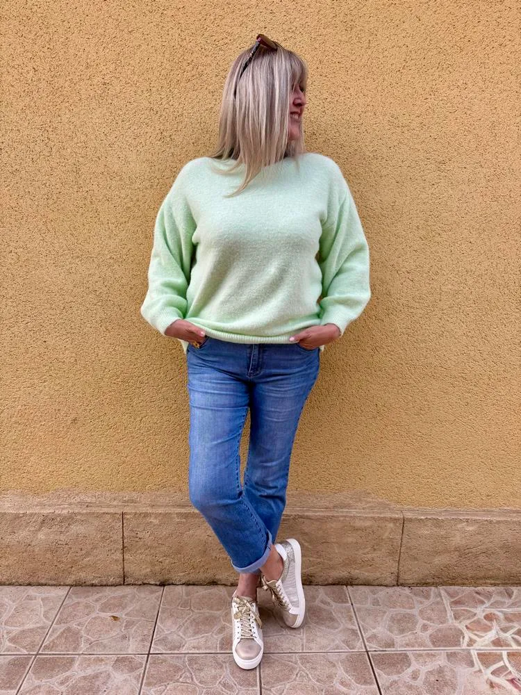 Pull cocooning Livio vert lime